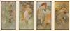 ALPHONSE MUCHA (1860-1939). [THE SEASONS.] 4 calendar sheets. 1897. Each panel is 16x8 inches, 41x21 cm. Ketterlinus Lithographic Mfg.